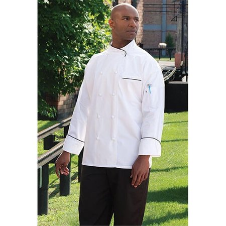 NATHAN CALEB Luxembourg Chef Coat in White with Black Piping - XSmall NA2489433